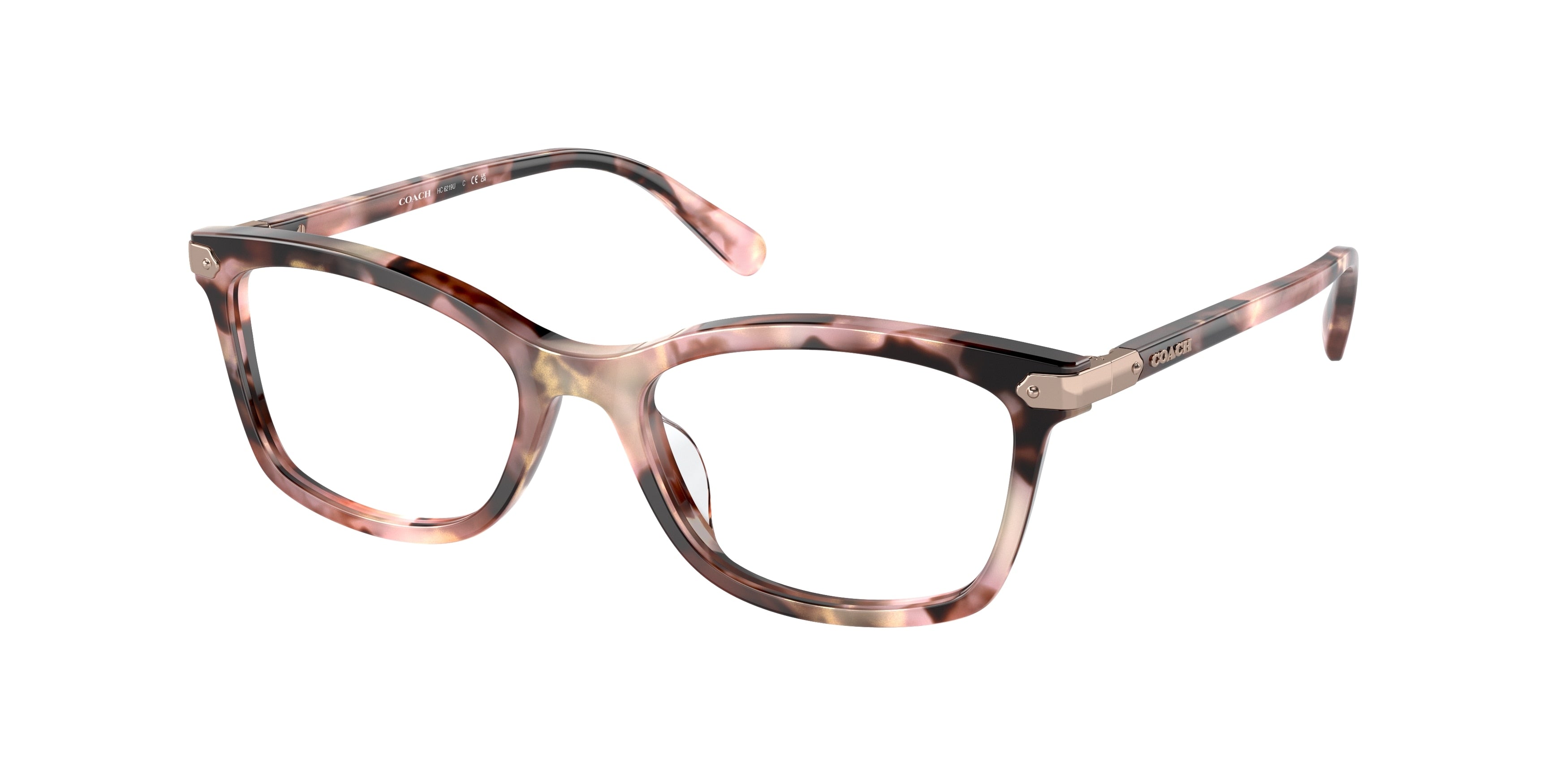 Coach HC6219U Rectangle Eyeglasses  5528-Rose Pearl Tortoise 51-140-17 - Color Map Pink