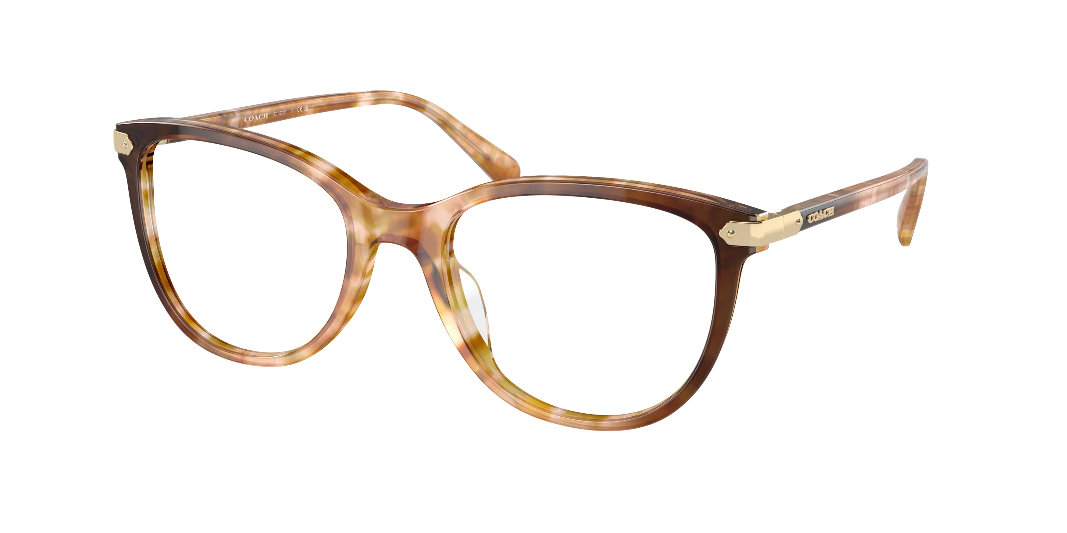 Coach HC6220F Square Eyeglasses  5775-Caramel Snow Tortoise Gradient 56-145-19 - Color Map Brown