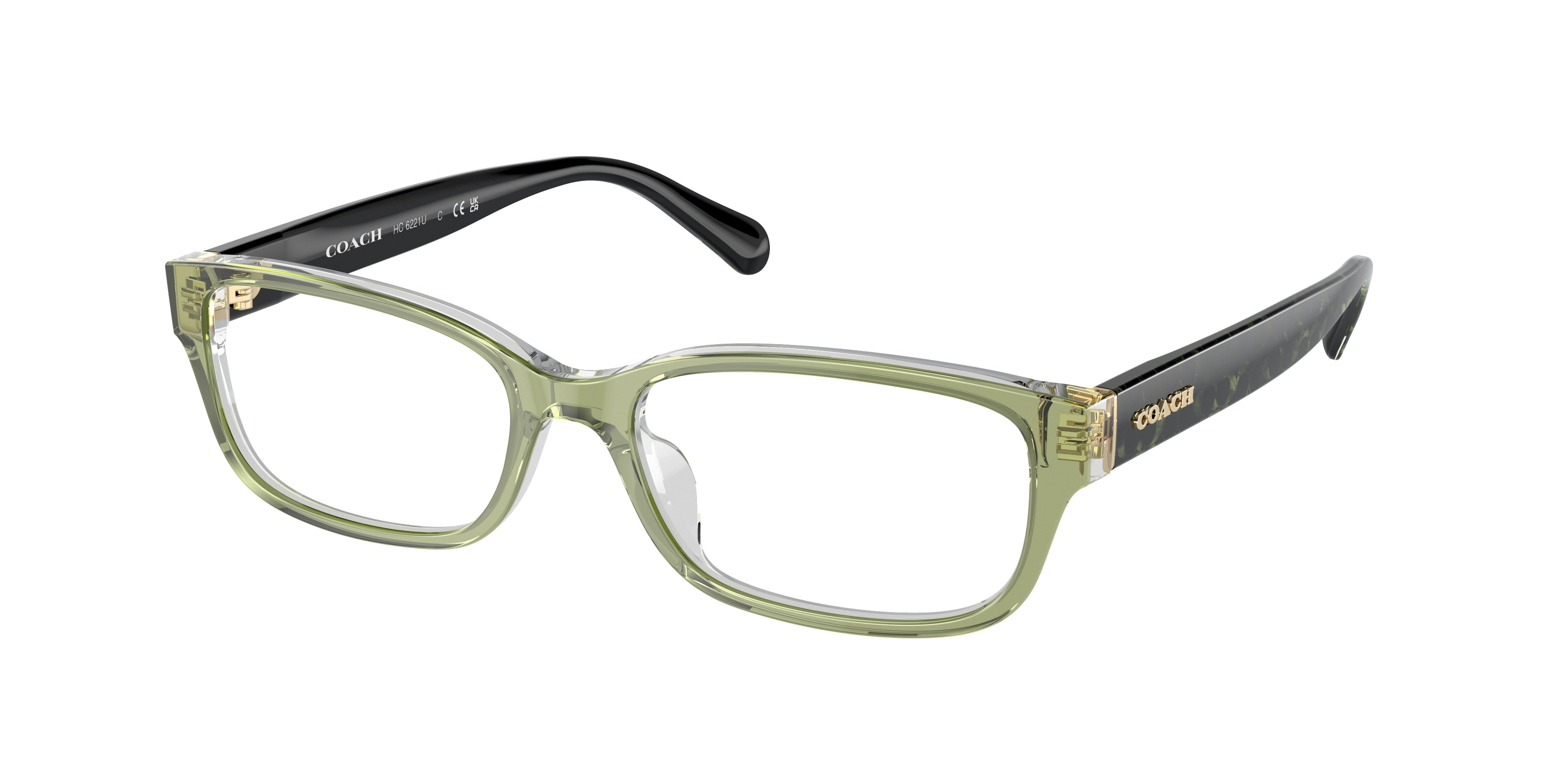 Coach HC6221U Rectangle Eyeglasses  5786-Transparent Green Hopper 54-140-17 - Color Map Green