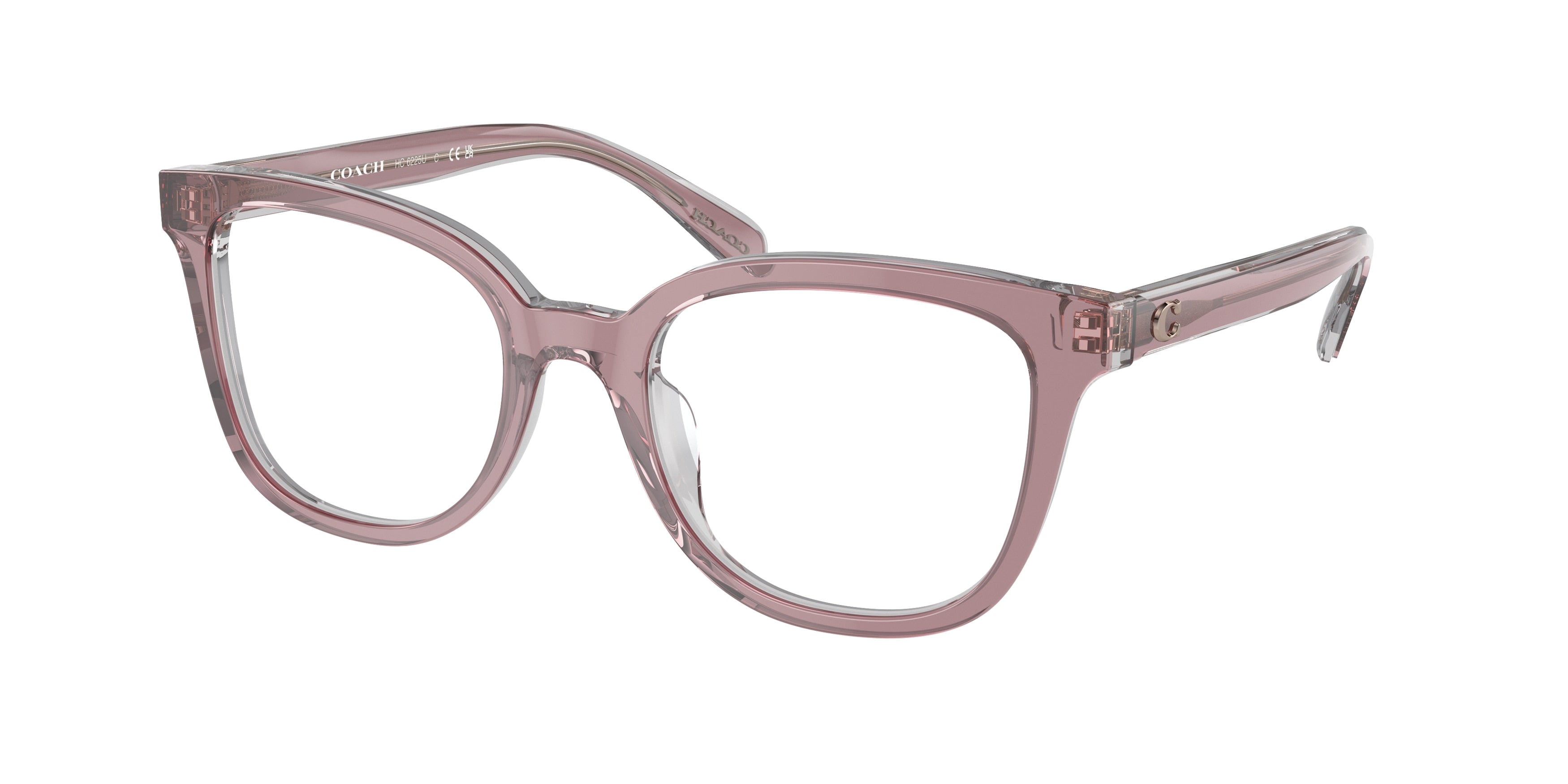 Coach HC6225U Square Eyeglasses  5782-Transparent Rose/Blush 52-145-20 - Color Map Pink