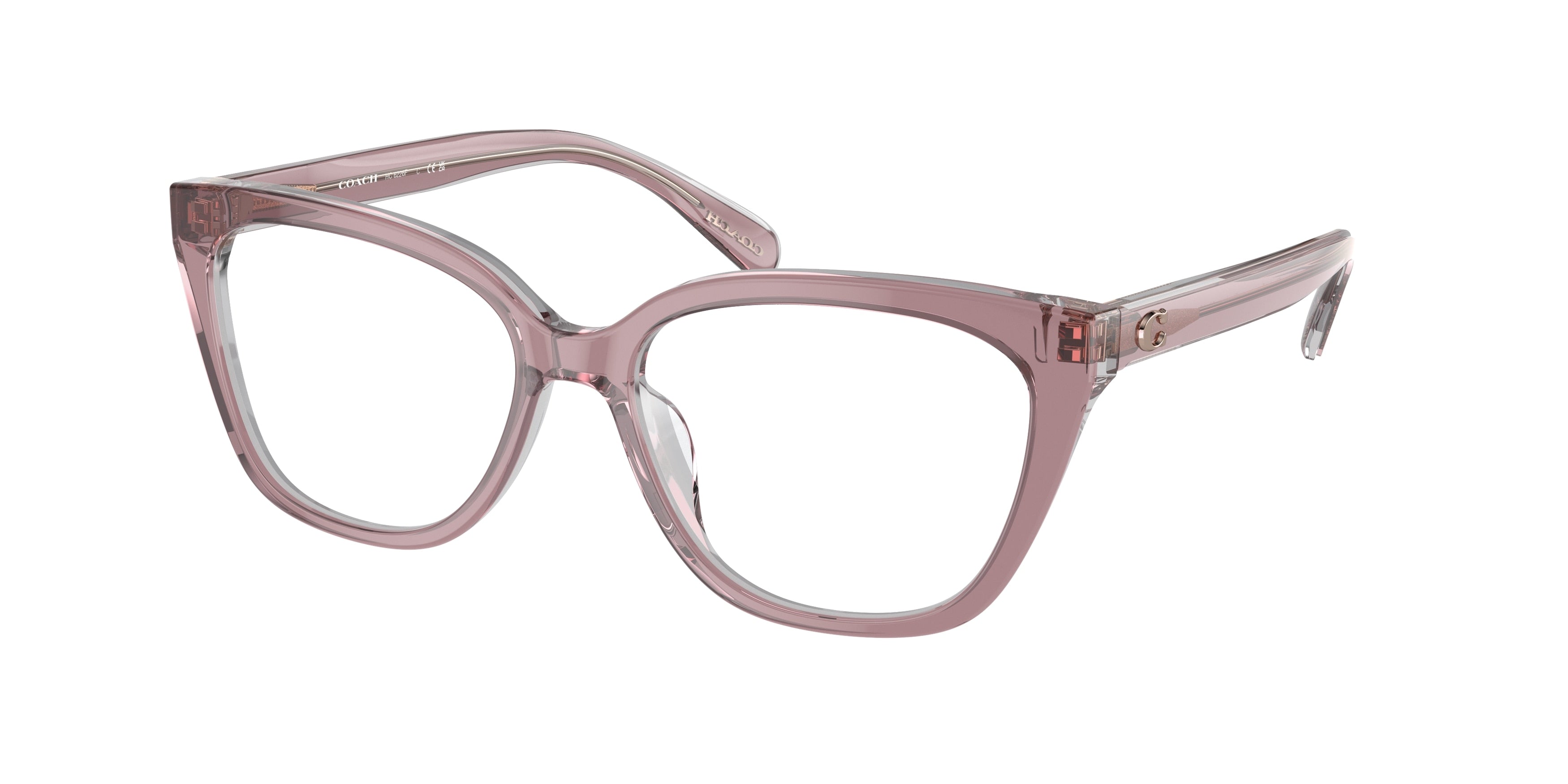 Coach HC6226F Square Eyeglasses  5782-Transparent Rose/Blush 56-145-16 - Color Map Pink