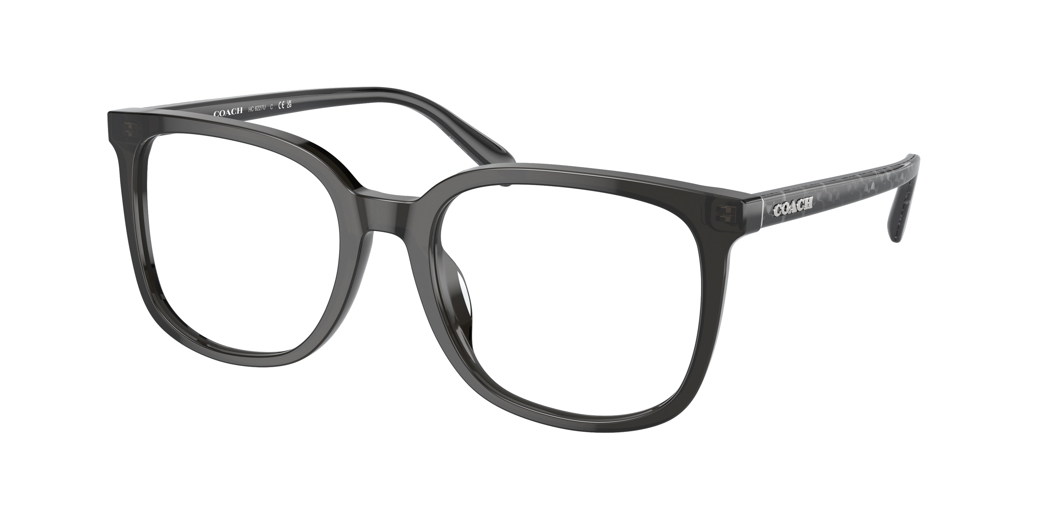Coach HC6227U Square Eyeglasses  5793-Transparent Dark Grey 54-145-19 - Color Map Grey