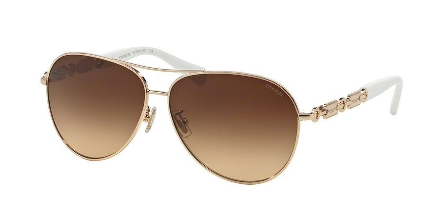 Coach L107 HC7048 Pilot Sunglasses  920813-LIGHT GOLD/WHITE 59-11-135 - Color Map gold