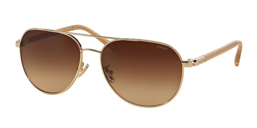 Coach L137 HC7053 Pilot Sunglasses  922713-LIGHT GOLD/ CRYSTAL LT BROWN 58-15-135 - Color Map gold