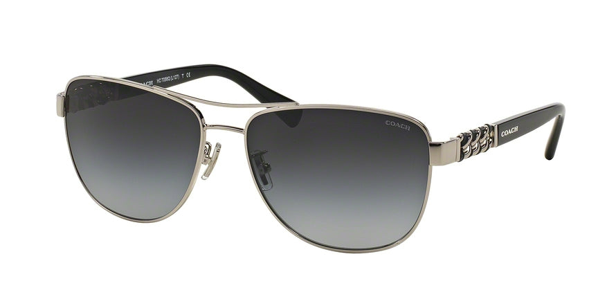 Coach L127 HC7056Q Pilot Sunglasses  901511-SILVER/BLACK 59-15-140 - Color Map silver