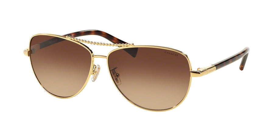 Coach L136 HC7058 Pilot Sunglasses  923813-GOLD/ DARK TORTOISE 60-12-135 - Color Map gold