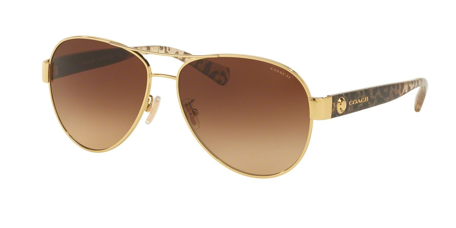 Coach L148 HC7063 Pilot Sunglasses  926013-GOLD/WILD BEAST 58-14-135 - Color Map gold