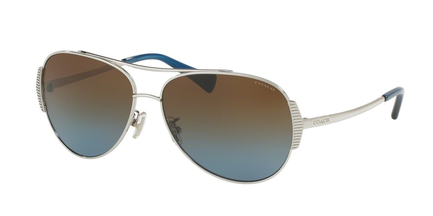 Coach L1590 HC7067 Pilot Sunglasses  90781F-SILVER/BLUE 59-14-140 - Color Map silver