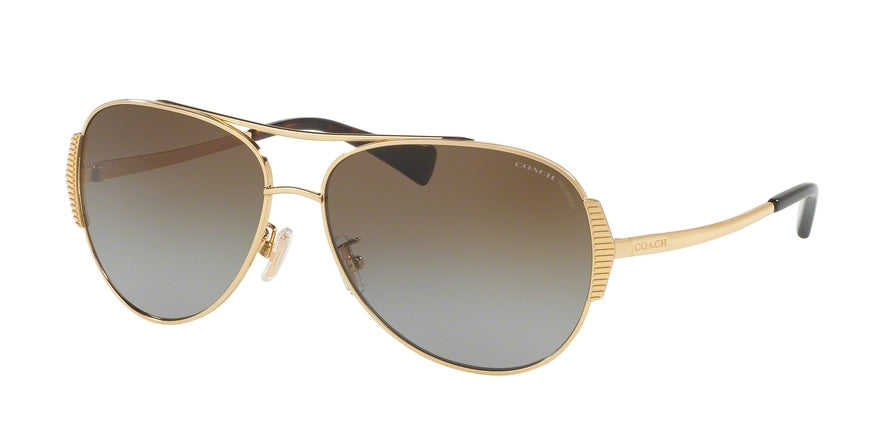 Coach L1590 HC7067 Pilot Sunglasses  9238T5-GOLD/ DARK TORTOISE 59-14-140 - Color Map gold