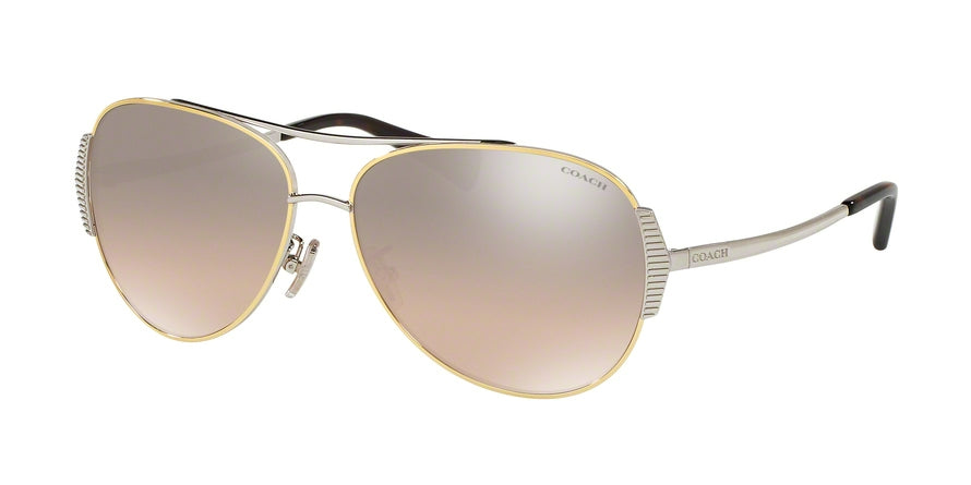 Coach L1590 HC7067 Pilot Sunglasses  92818Z-SILVER GOLD/DARK TORTOISE 59-14-140 - Color Map silver