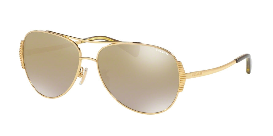 Coach L1590 HC7067 Pilot Sunglasses  92876E-GOLD/MILKY OLIVE 59-14-140 - Color Map gold