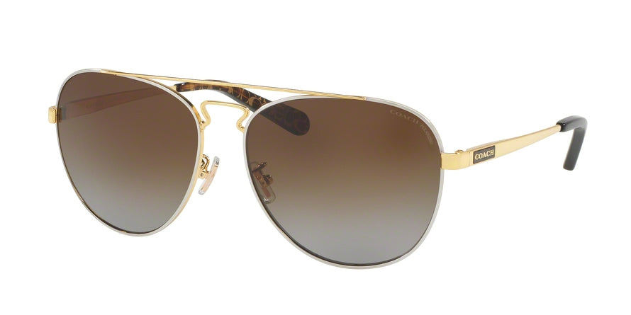 Coach L1614 HC7069 Pilot Sunglasses  9295T5-GOLD SILVER/DK TORT GOLD SIG C 60-15-140 - Color Map gold
