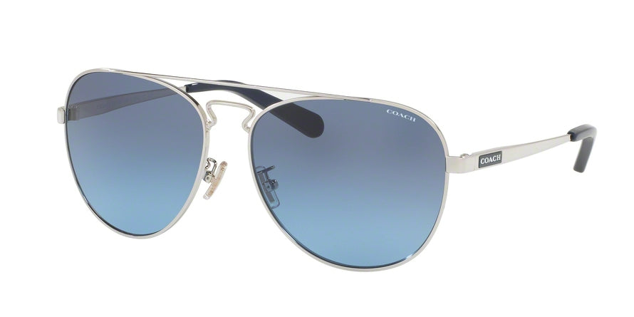 Coach L1614 HC7069 Pilot Sunglasses  929617-SILVER/NAVY 60-15-140 - Color Map silver