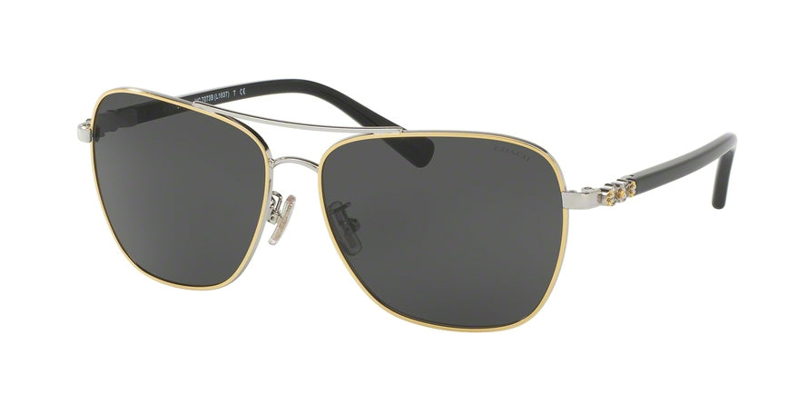 Coach L1637 HC7073B Pilot Sunglasses  930280-GOLD SILVER/ BLACK 59-14-140 - Color Map gold