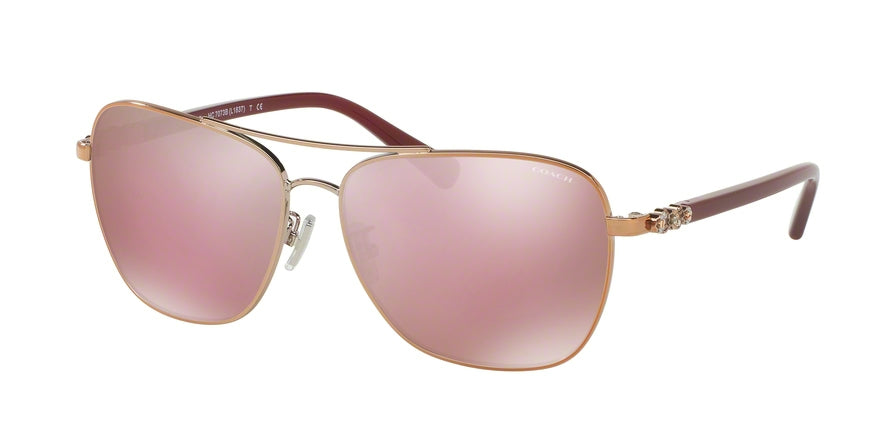 Coach L1637 HC7073B Pilot Sunglasses  93041T-ROSE GOLD/AUBERGINE 59-14-140 - Color Map pink
