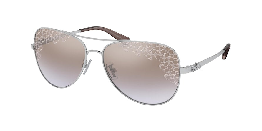 Coach L1648 HC7074 Pilot Sunglasses  9001LD-SHINY SILVER 59-15-140 - Color Map silver