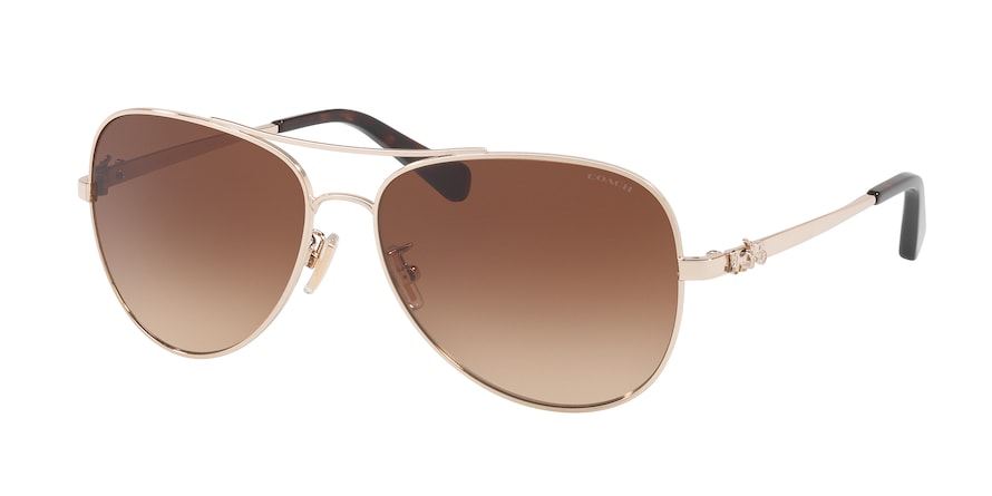 Coach L1648 HC7074 Pilot Sunglasses  931013-LIGHT GOLD 59-15-140 - Color Map gold