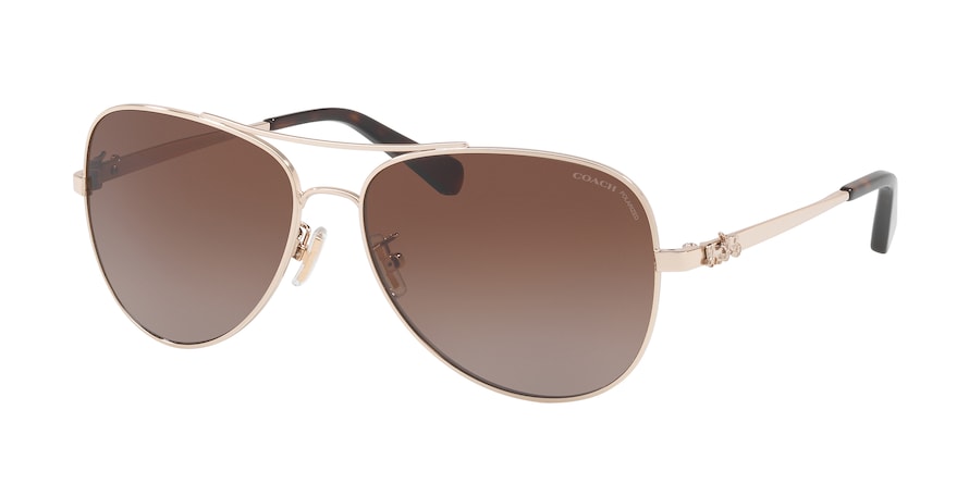 Coach L1648 HC7074 Pilot Sunglasses  9310T5-LIGHT GOLD 59-15-140 - Color Map gold