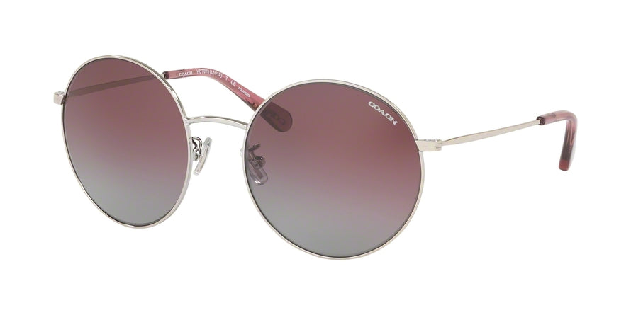 Coach L1012 HC7078 Round Sunglasses  900162-SHINY SILVER 56-18-140 - Color Map silver