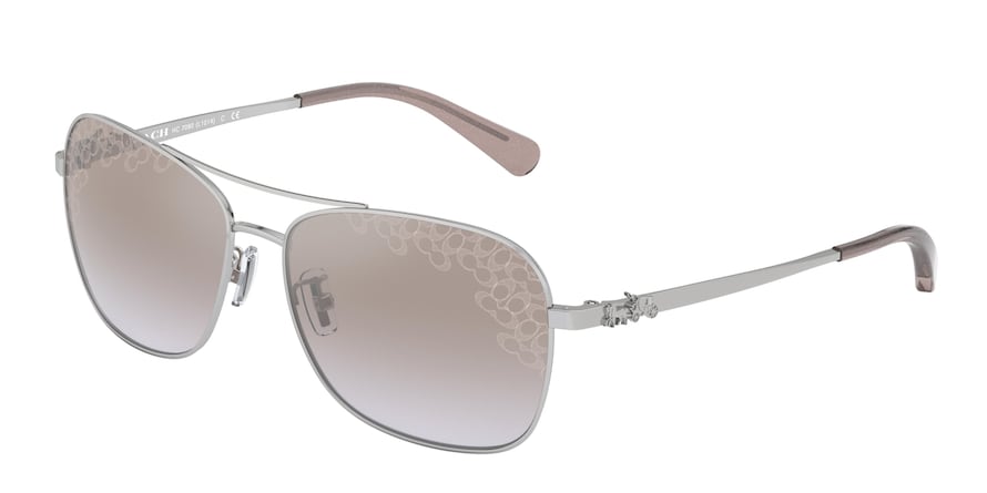 Coach L1014 HC7080 Pilot Sunglasses  9001LD-SHINY SILVER 55-15-140 - Color Map silver