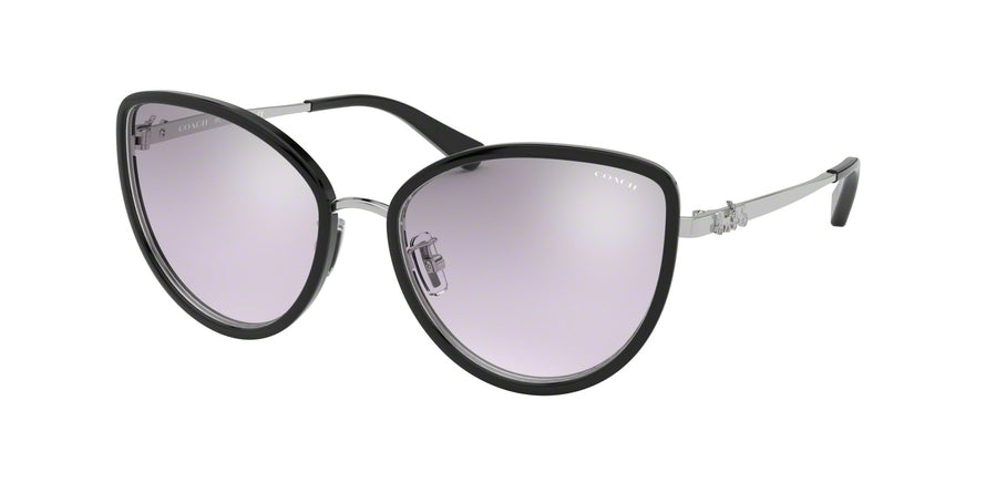 Coach L1088 HC7093 Cat Eye Sunglasses  90017A-SHINY SILVER/BLACK 56-18-140 - Color Map black