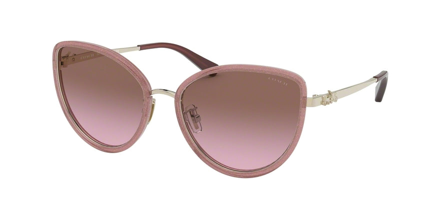 Coach L1088 HC7093 Cat Eye Sunglasses  900514-SHINY LT GOLD/ROSE GLITTER 56-18-140 - Color Map gold