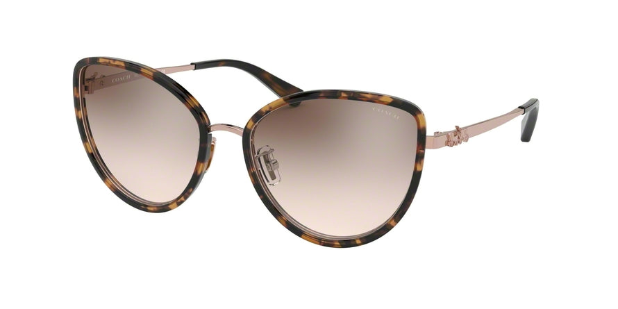 Coach L1088 HC7093 Cat Eye Sunglasses  93318Z-SHINY RGOLD/DARK TORTOISE 56-18-140 - Color Map havana