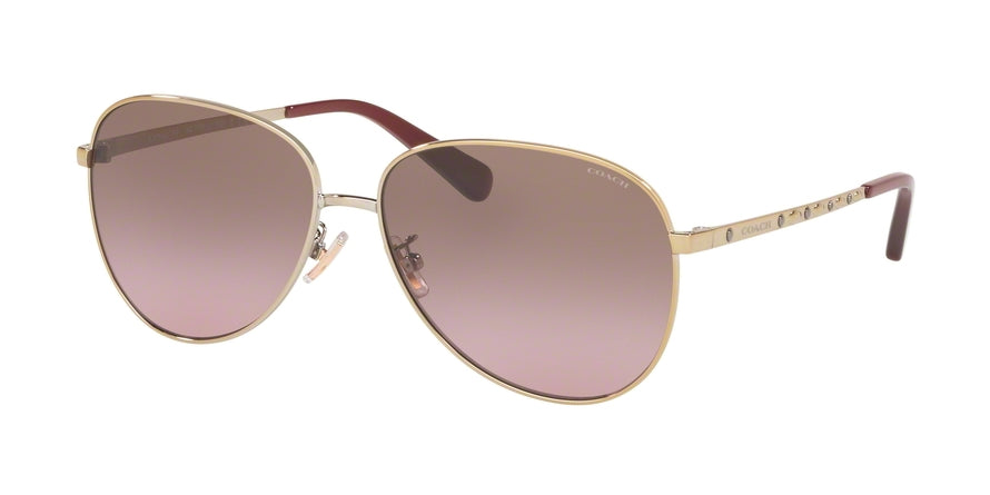 Coach L1089 HC7094 Irregular Sunglasses  900514-SHINY LIGHT GOLD 60-14-140 - Color Map gold