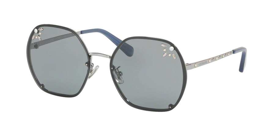 Coach L1090 HC7095H Irregular Sunglasses  9004/1-SHINY GUNMETAL 57-17-140 - Color Map gunmetal