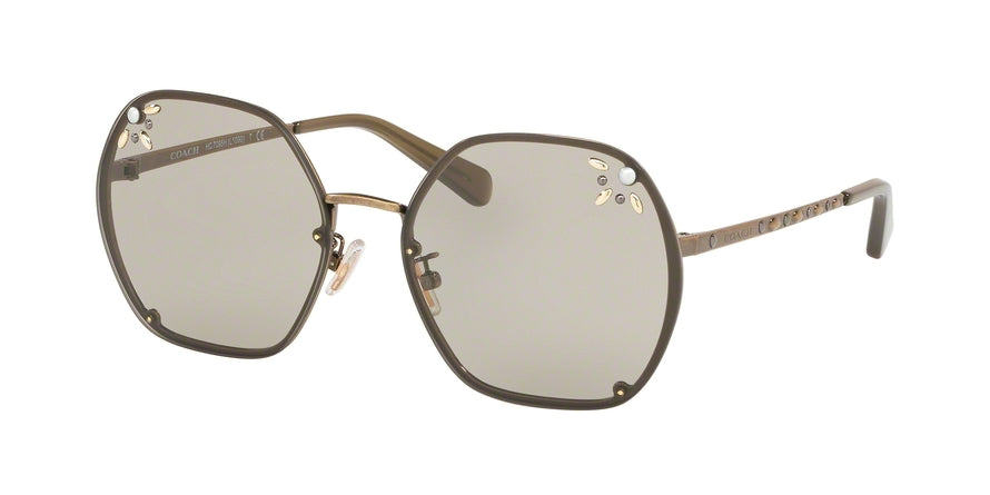 Coach L1090 HC7095H Irregular Sunglasses  9333/3-ANTIQUE GOLD 57-17-140 - Color Map gold