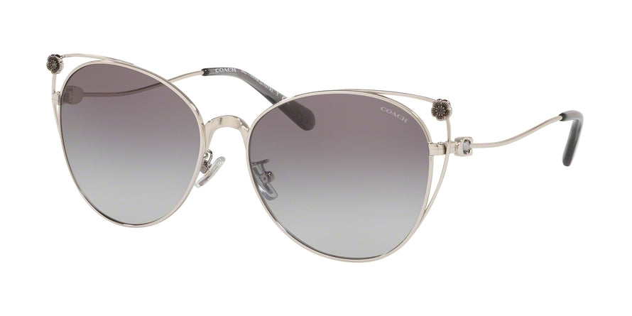 Coach L1079 HC7096B Cat Eye Sunglasses  900111-SHINY SILVER 58-16-140 - Color Map silver