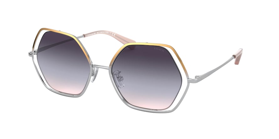 Coach L1109 HC7109 Irregular Sunglasses  9337U7-SHINY ROSE GOLD/SHINY SILVER 53-17-140 - Color Map multi