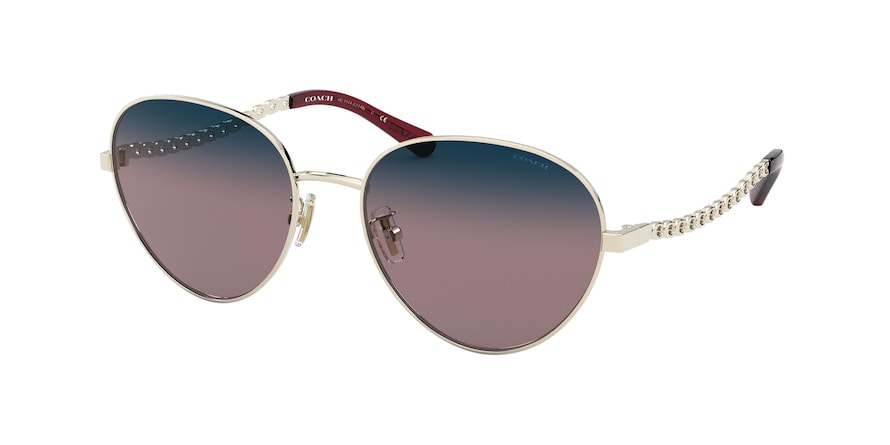 Coach L1148 HC7114 Pilot Sunglasses  90058D-LIGHT GOLD 56-18-140 - Color Map gold