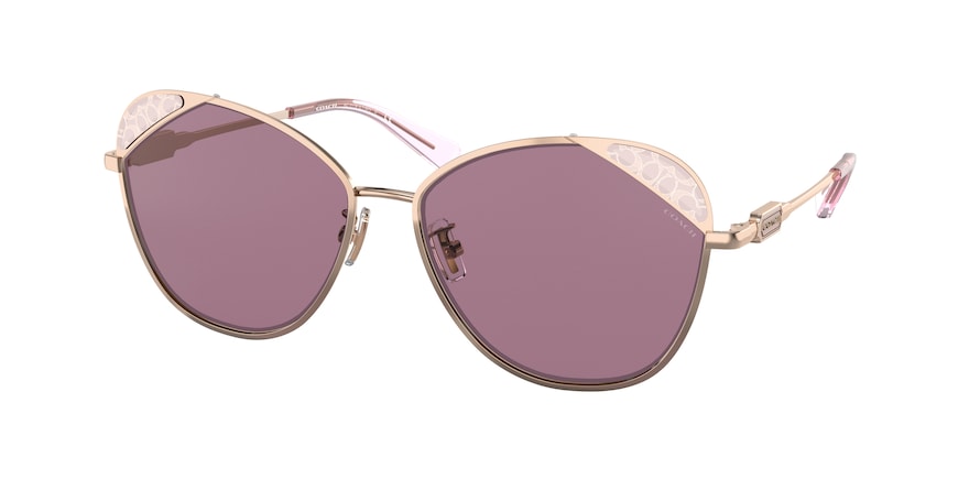 Coach L1167 HC7119 Irregular Sunglasses  93676G-ROSE GOLD 59-16-140 - Color Map pink