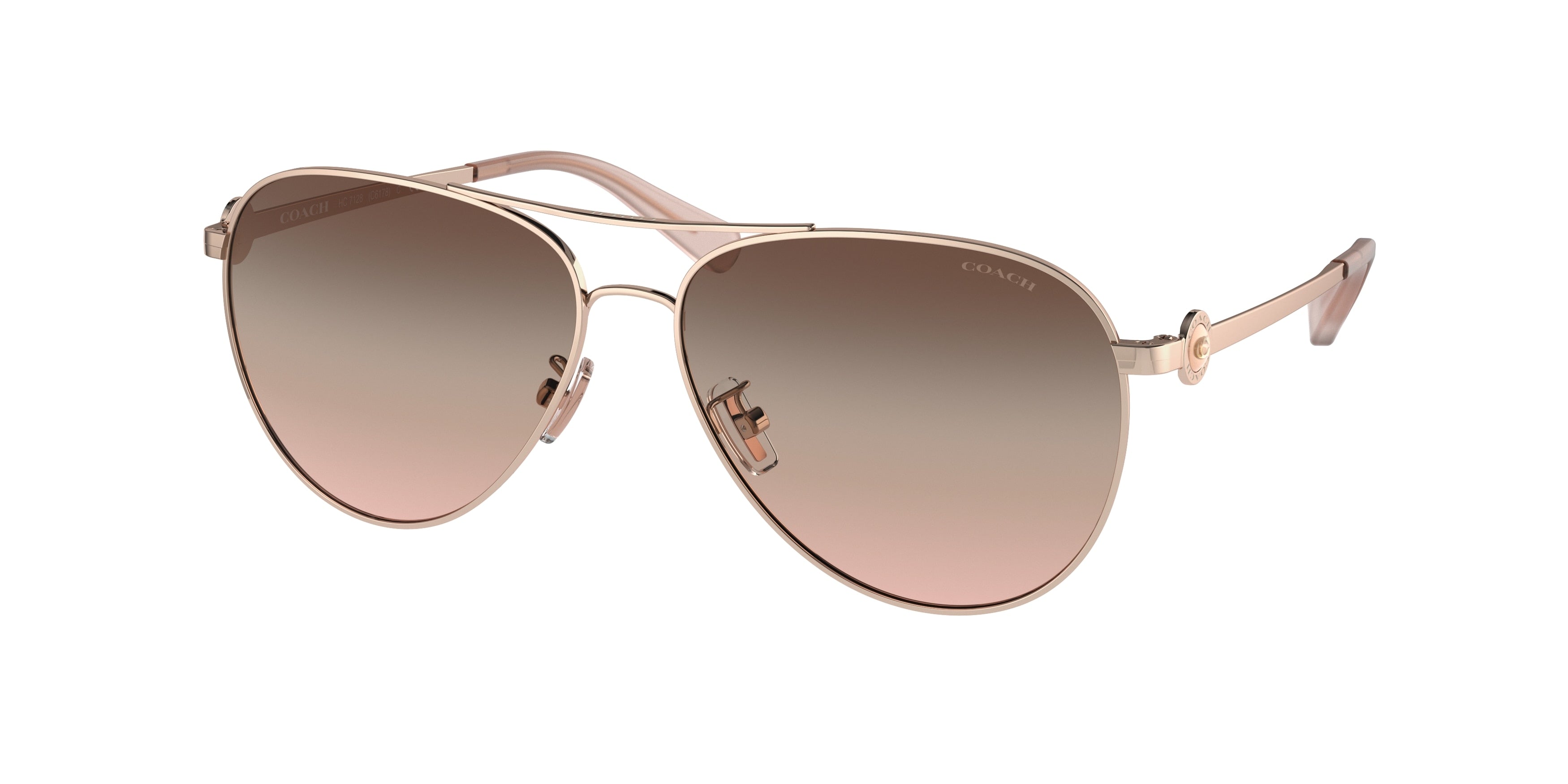 Coach C6178 HC7128 Pilot Sunglasses  9331U8-Shiny Rose Gold 58-140-14 - Color Map Gold