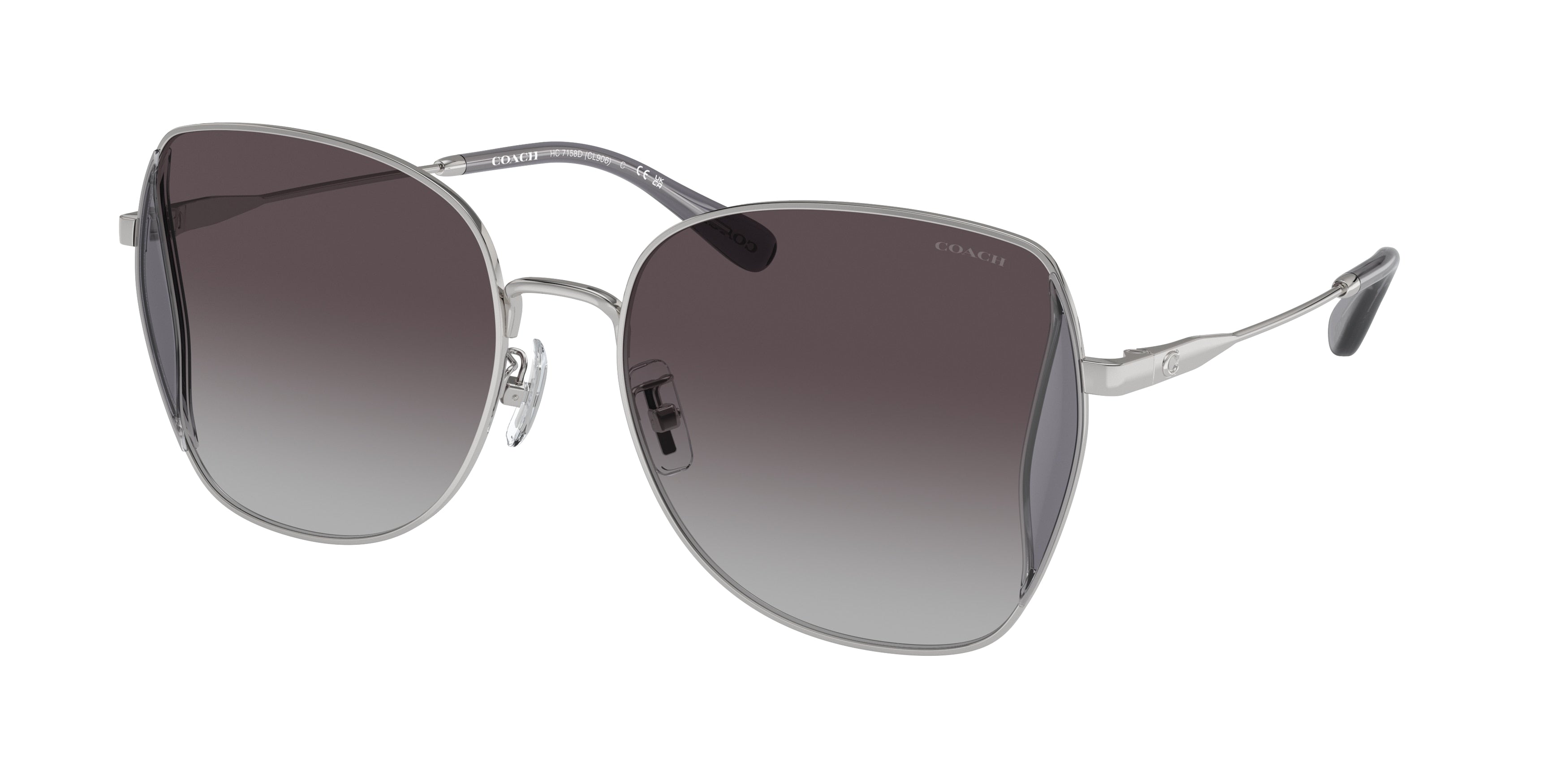 Coach CL906 HC7158D Butterfly Sunglasses  90013C-Shiny Silver 58-150-18 - Color Map Silver