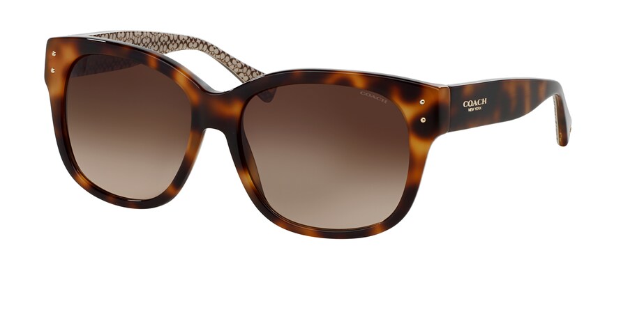 Coach HC8086F Rectangle Sunglasses  521513-TORTOISE/TORTOISE SAND SIG C 56-16-140 - Color Map havana