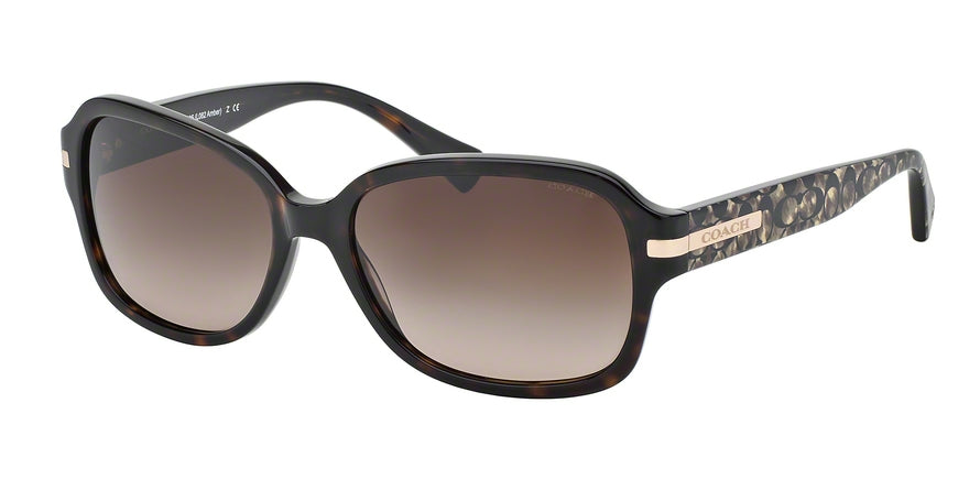 Coach L082 AMBER HC8105 Rectangle Sunglasses  522713-DK TORTOISE/BEIGE OCELOT SIG C 58-16-135 - Color Map havana