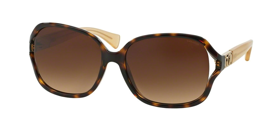 Coach L095 CARROLL HC8121 Square Sunglasses  526413-DARK TORTOISE/HONEY 59-16-135 - Color Map havana
