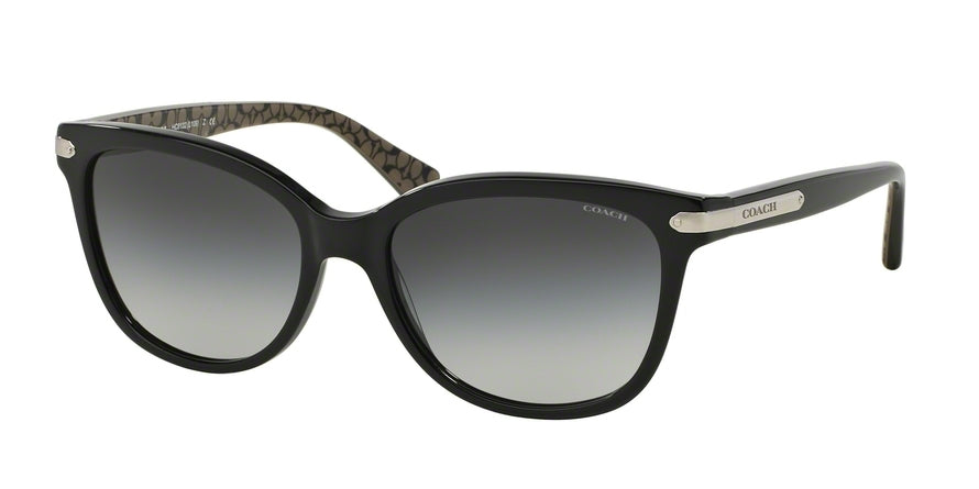 Coach L551 HC8132F Cat Eye Sunglasses  526111-BLACK/BLACK MILITARY SIG C 57-17-135 - Color Map black