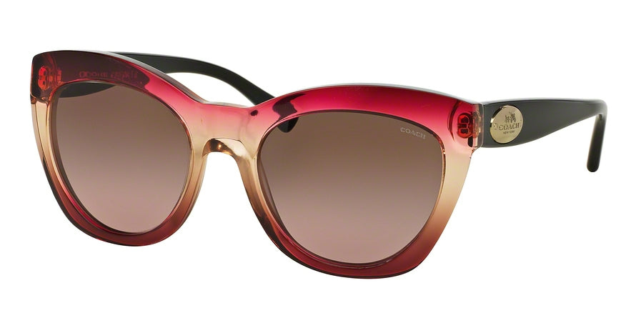Coach L134 HC8151 Cat Eye Sunglasses  533314-BLACK CHERRY TAN GRAD/BLACK 54-20-140 - Color Map bordeaux