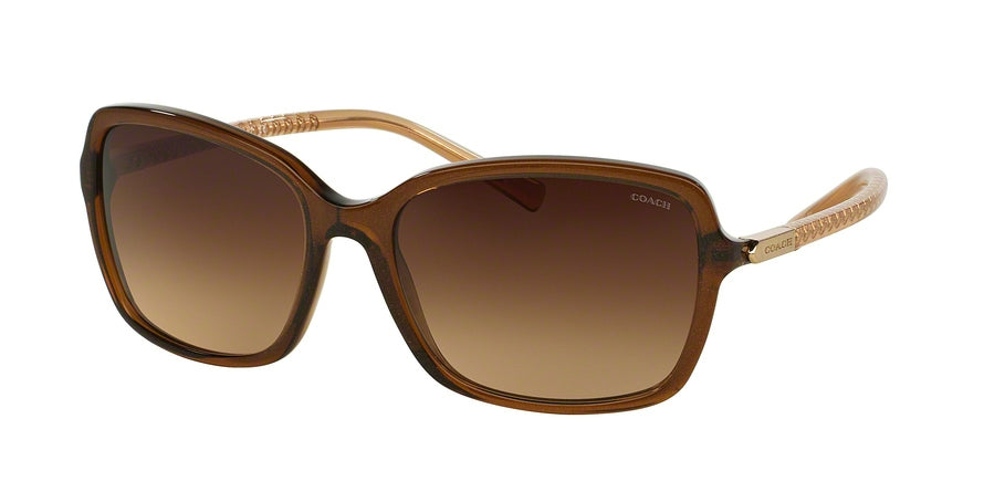 Coach L136 HC8152 Square Sunglasses  532813-BROWN GLITTER/CRYSTAL LT BROWN 57-17-135 - Color Map brown