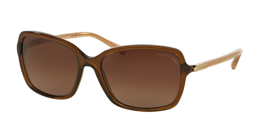 Coach L136 HC8152 Square Sunglasses  5328T5-BROWN GLITTER/CRYSTAL LT BROWN 57-17-135 - Color Map brown