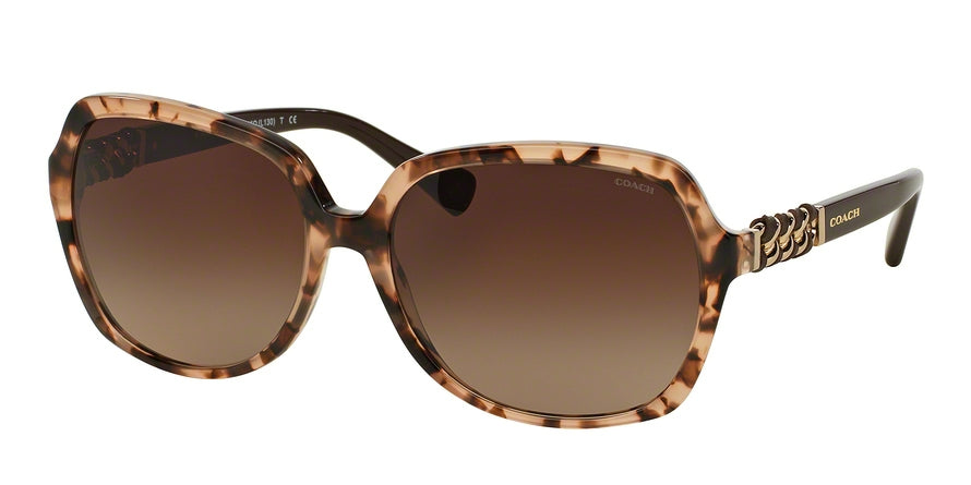 Coach L130 HC8155Q Square Sunglasses  532213-PEACH TORTOISE/DARK BROWN 59-16-140 - Color Map havana