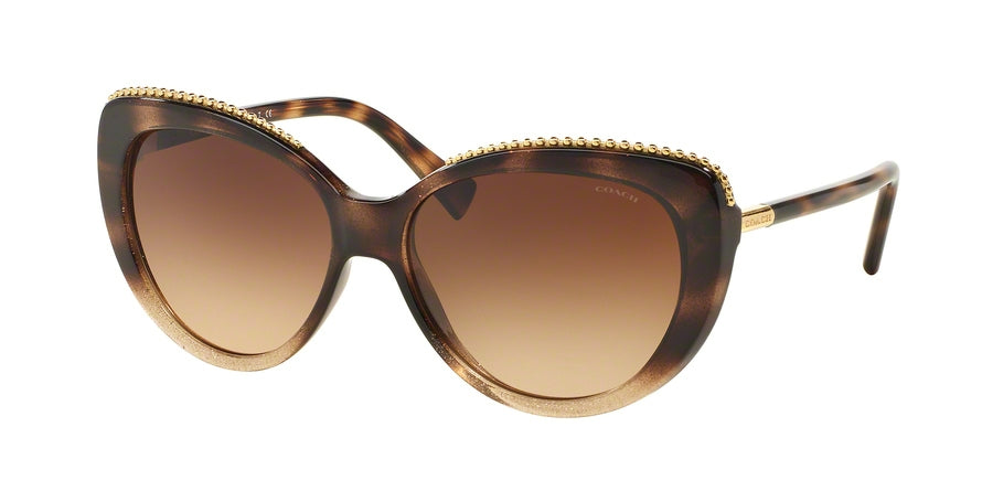 Coach HC8157 Cat Eye Sunglasses  533813-GLITTER DARK TORTOISE 56-15-135 - Color Map havana