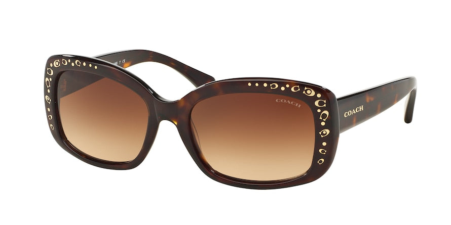 Coach L146 HC8161 Rectangle Sunglasses  512013-DARK TORTOISE 55-18-135 - Color Map havana