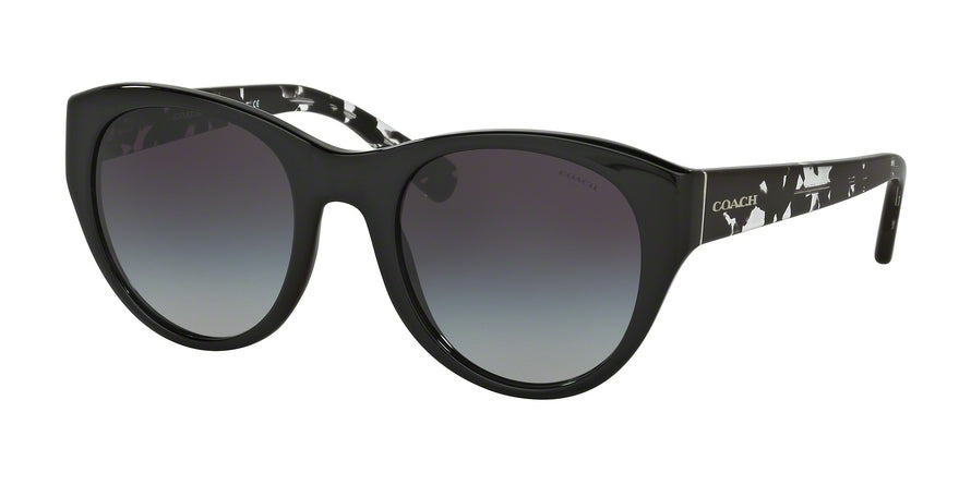 Coach L155 HC8167 Cat Eye Sunglasses  534811-BLACK/BLACK CRYSTAL MOSAIC 52-22-135 - Color Map black
