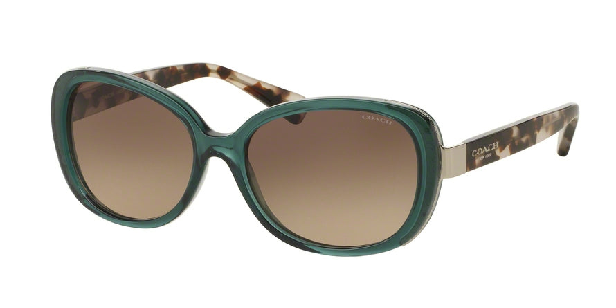 Coach L153 HC8172 Rectangle Sunglasses  5370D0-CRYS TEAL/SNOW LEOPARD TORT 56-16-140 - Color Map light blue