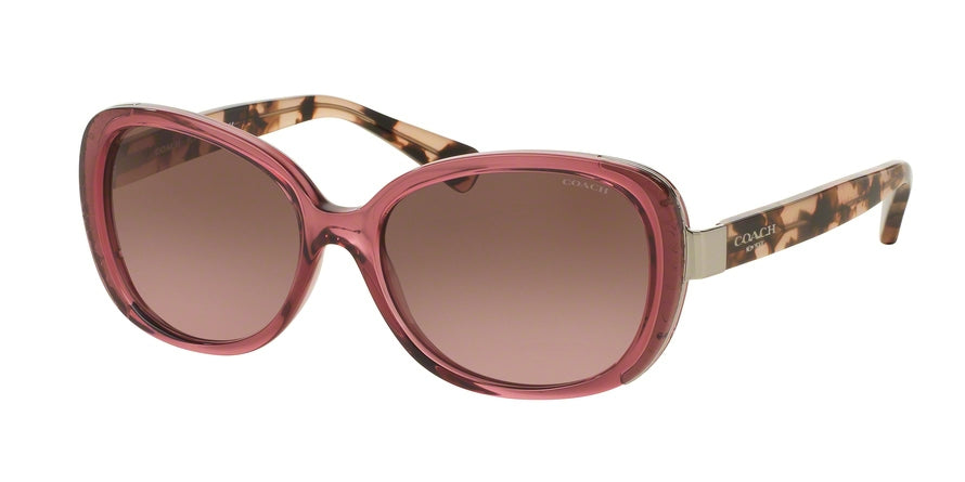 Coach L153 HC8172 Rectangle Sunglasses  537114-CRYS BERRY/PEACH TORTOISE 56-16-140 - Color Map purple/reddish