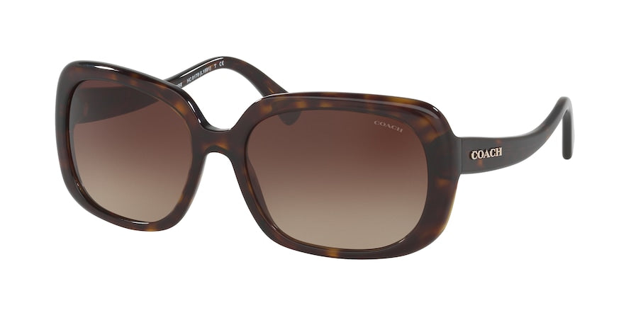Coach L1592 HC8178F Rectangle Sunglasses  512013-DARK TORTOISE 57-17-140 - Color Map havana